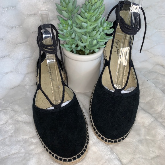 Free People Shoes - Free People Marina black suede espadrille flats